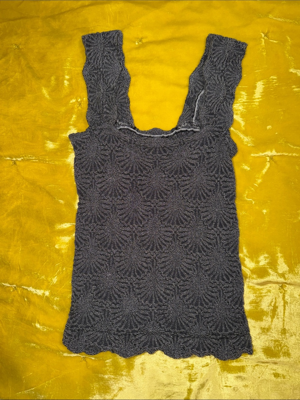 Free People Charcoal Textured Knit Tank